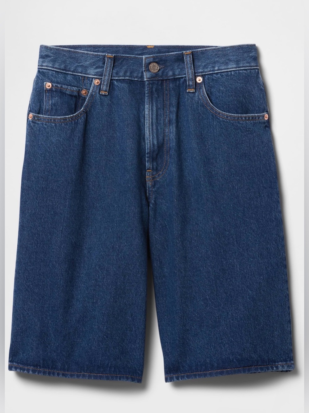 GAP 11" Mid Rise Longline Denim Shorts - Medium Indigo - Picture 6 of 10